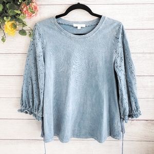 Anthropologie | eri + ali "Carrie" Blue Eyelet Top